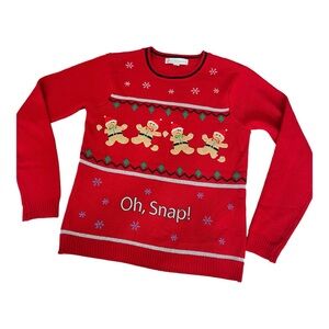 Joy Sweaters , Oh, Snap ! Gingerbread Men Red Ugly Christmas Sweater